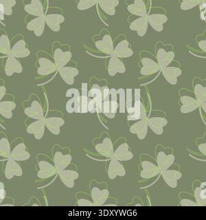 Irish tradition. St. Patricks Day pattern. Background with clover or green leaf. Pastel green colors. Vector illustration Stock Vector
