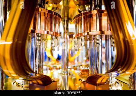 close up of quantum computer system, new advanced and innovative computing technology for data processing Stock Photo