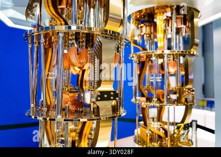close up of quantum computer system, new advanced and innovative computing technology for data processing Stock Photo