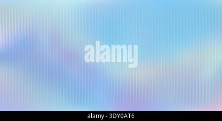 Ribbed glass background. Vertical lines and gradient pattern from turquoise to blue color on glass surface. Vector abstract illustration blurry wall, Stock Vector
