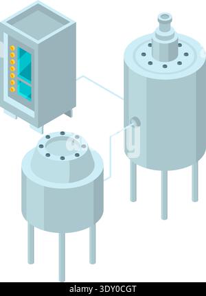 Medical sterilizer isometric icon. Autoclave laboratory equipment Stock Vector