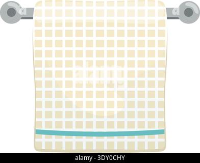 Kitchen towel on metal hanger. Cotton fabric icon Stock Vector