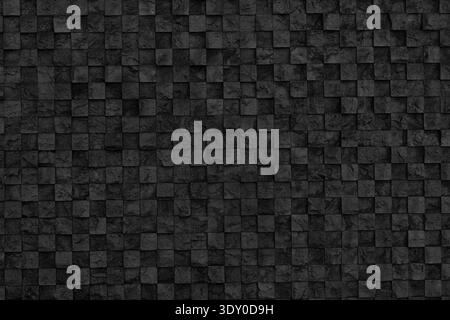 Black stone wall texture. Dark rough masonry gloomy grunge background Stock Photo