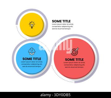 Infographic template with icons and 3 options or steps. Connected circles. Can be used for workflow layout, diagram, banner, webdesign. Vector illustr Stock Vector
