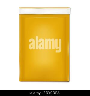 Kraft bubble mailer mock-up. Self seal padded envelope mock-up. Shipping bag packaging vector illustration Stock Vector