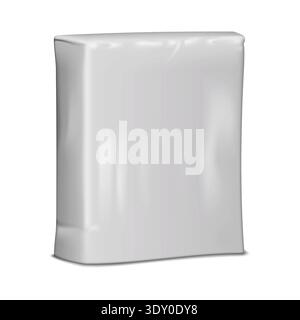 Blank pasted valve bag isolated on white background vector mockup. Rectangular package mock-up. Template for design Stock Vector