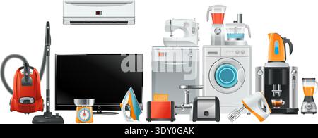 House electronics group. Modern lifestyle technology concept Stock Vector