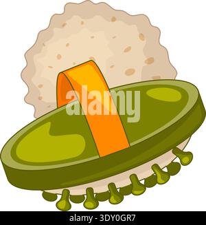 Body care routine cartoon icon. Bath massage brush Stock Vector