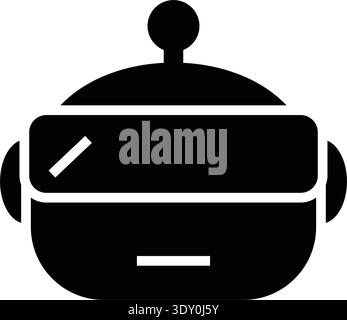 Solid black robot bot head vector illustration cute minimal ai chatbot face mascot icon for app ui Stock Vector