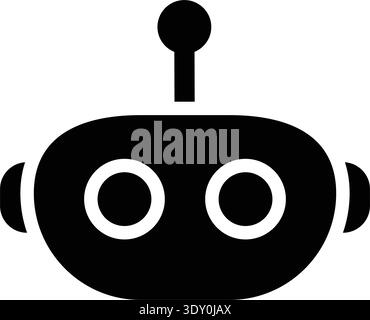 Ai chatbot mascot vector illustration cute minimal solid black robot bot face icon for technology ui Stock Vector