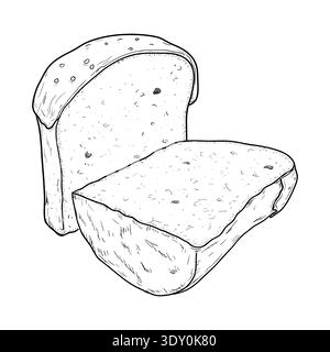 Sweet paska with glaze, cut into pieces, sketch drawn by hand. Vector illustration. Sweet flour pastry, Easter cake isolated on a white background. Ha Stock Vector