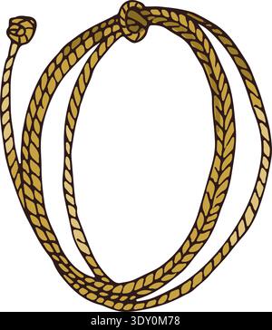 Lasso rope color icon. Rodeo cord drawing Stock Vector