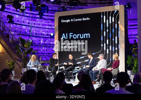Berlin, Berlin, Germany. 5th Mar, 2026. Google opened its new Google AI Center Berlin on Thursday, March 5, 2026, presenting the hub as a platform for debate, collaboration, and innovation in artificial intelligence. The launch event at Google's offices in Berlin's historic Gropius Ensemble brought together policymakers, researchers, and industry representatives, including Philipp Justus, Google's Vice President for Central Europe, German Digital Minister Karsten Wildberger, Berlin Mayor Kai Wegner, Google Berlin head Annette Kroeber-Riel, and Slav Petrov, Vice President of Research at G Stock Photo