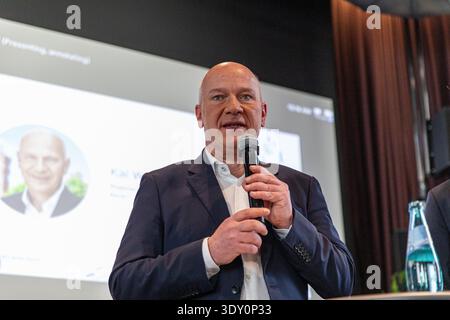 Berlin, Berlin, Germany. 5th Mar, 2026. Google opened its new Google AI Center Berlin on Thursday, March 5, 2026, presenting the hub as a platform for debate, collaboration, and innovation in artificial intelligence. The launch event at Google's offices in Berlin's historic Gropius Ensemble brought together policymakers, researchers, and industry representatives, including Philipp Justus, Google's Vice President for Central Europe, German Digital Minister Karsten Wildberger, Berlin Mayor Kai Wegner, Google Berlin head Annette Kroeber-Riel, and Slav Petrov, Vice President of Research at G Stock Photo