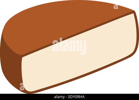 Simple flat illustration of a brown soap bar with light inner layer and rounded edges Stock Vector