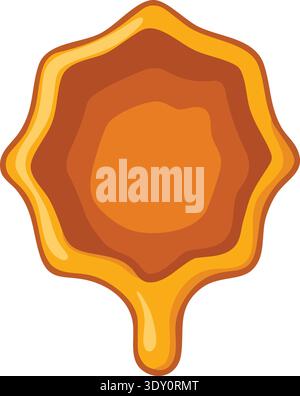 Dripping honey wax seal shape with layered golden edges and a warm center blob Stock Vector