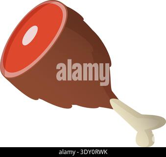 Raw meat bone cartoon icon. Wild animal food Stock Vector