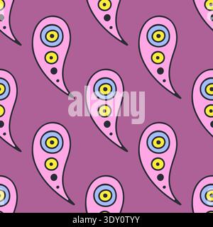 Hand drawn intricate Paisley seamless pattern on purple background Stock Vector