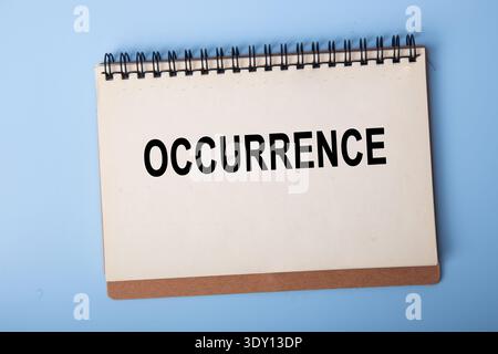 Notebook displaying the word occurrence for event tracking and management Stock Photo