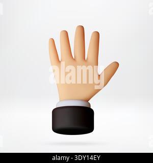 3D hand showing open palm greeting gesture. Stock Vector