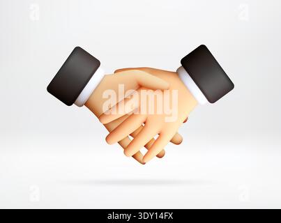 Handshake of two businessmen in 3D style. Stock Vector