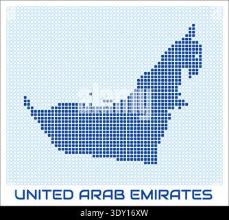 United Arab Emirates dot map. Dotted shape of the country. United Arab Emirates boundary dots with title. Vector illustration. Stock Vector
