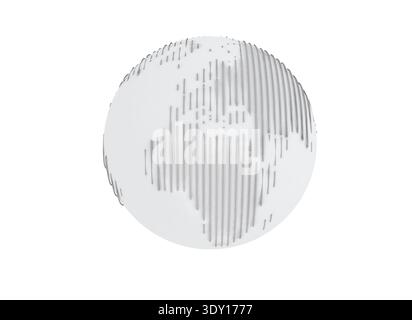 Metal lines earth globe isolated on white background. 3d render Stock Photo