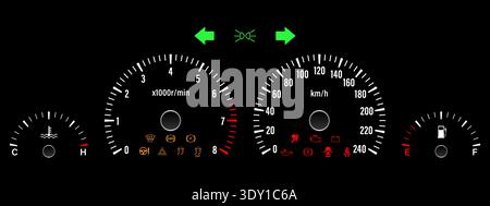 Car Dashboard. Car Panel Display. Car Speedometer Dashboard. Tachometer or Odometer Display. Vector Illustration. Stock Vector