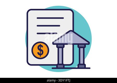 Bank statement flat icon. Icon related to bank. Document elements vector illustration Stock Vector