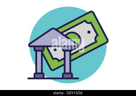 Direct deposit flat icon. Icon related to bank. Finance elements vector illustration Stock Vector
