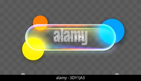 Abstract clear glass panel with vibrant colorful lights and a rainbow glow, perfect for modern and futuristic design projects. Vector illustration. Stock Vector