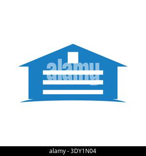 Warehouse icon illustration representing storage, logistics, inventory management, shipping, cargo handling, and distribution activities. Ideal for ap Stock Vector
