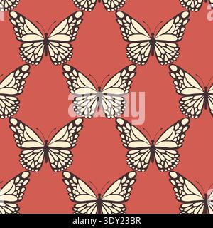 Seamless pattern with funny colorful Butterflies, flowers. Color flat vector illustration for invitation, poster, card, textile, fabric. Butterfly Stock Vector