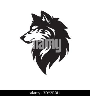 Fierce Wolf Head Vector Logo - Stylized Canine Mascot Illustration Stock Vector
