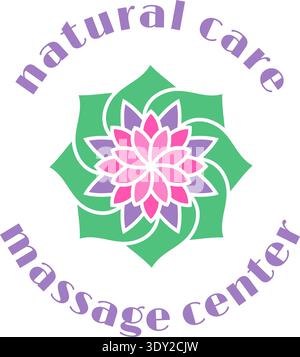 Massage center natural care logo. Salon label Stock Vector
