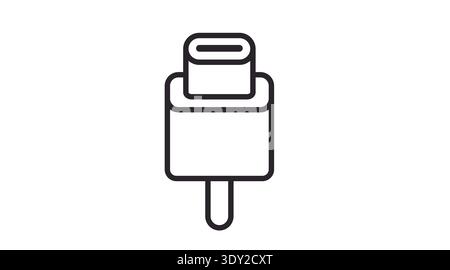 Black Line USB‑C Plug Icon – Minimalist Connector and Charging Vector Stock Vector