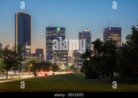 The Winnipeg skyline at Sunset. Manitoba, Canada Stock Photo