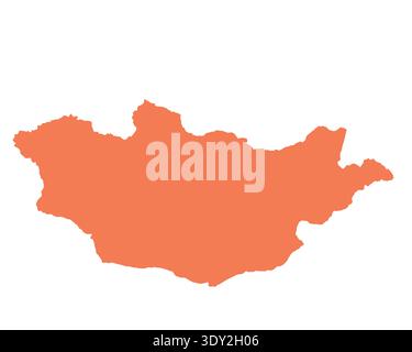 Map of Mongolia, sign silhouette. World Map Globe. Vector Illustration isolated on white background. Asian continent Stock Vector
