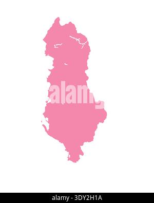 Map of Albania, sign silhouette. World Map Globe. Vector Illustration isolated on white background. Europe continent Stock Vector