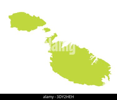 Map of Malta, sign silhouette. World Map Globe. Vector Illustration isolated on white background. Europe continent Stock Vector