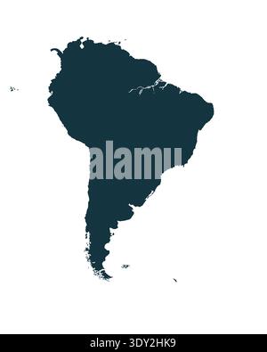 Map of South America, sign silhouette. World Map Globe. Vector Illustration isolated on transparent background. Latin American continent Stock Vector