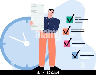 Office paperwork task. Work productivity color icon Stock Vector