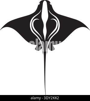 Stylized Manta Ray Vector Logo - Elegant Ocean Fish Icon Design Stock Vector