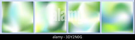 Green noisy gradient, blue spring bg. Emerald leaves gradation of abstract earth degrade. Light sky texture, wavy water pattern. Minimal mint greenery Stock Vector