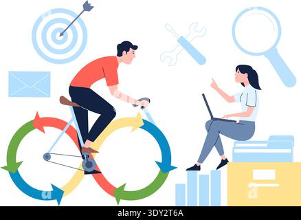 Software lifecycle support. Business framework for development sprint Stock Vector