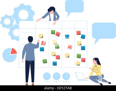 Scrum board integration. Work task organization framework Stock Vector