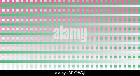 Abstract Woven Stripe Pattern Background With Pink And Green Grid Stock Vector