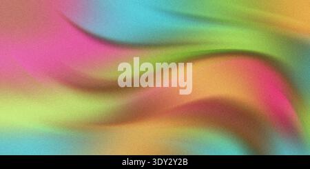 A vibrant abstract background features swirling waves of color, blending pink, green, orange, and blue with a subtle grainy texture Stock Photo