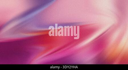 Abstract swirling waves of vibrant pink, purple, and orange hues create a dynamic and energetic background with a subtle grainy texture Stock Photo