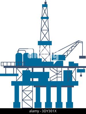 Oil production platform blue icon. Fuel industry Stock Vector